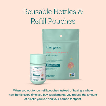 botellas reutilizables y pouches de recarga de True Grace.