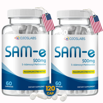 Botellas de SAM-e 500mg OjosLabs para salud hígado y ánimo