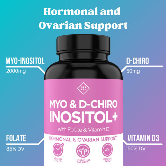 Botellas de suplemento de inositol para equilibrio hormonal femenino