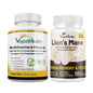 Botellas de suplemento Lion's Mane y multivitaminas lado a lado.