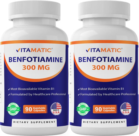 Botellas de Vitamatic Benfotiamina 300mg 180 cápsulas vegetales