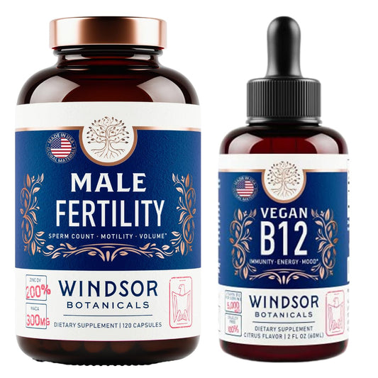 Botellas Windsor Botanicals vitamina b12 líquida y suplemento fertilidad