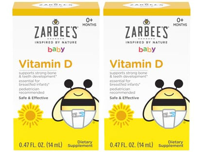 Botellas Zarbee's gotas vitamina D para bebés con jeringa dosificadora