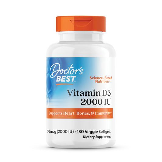 Botella Doctor's Best Vitamina D3 2000 IU 180 cápsulas