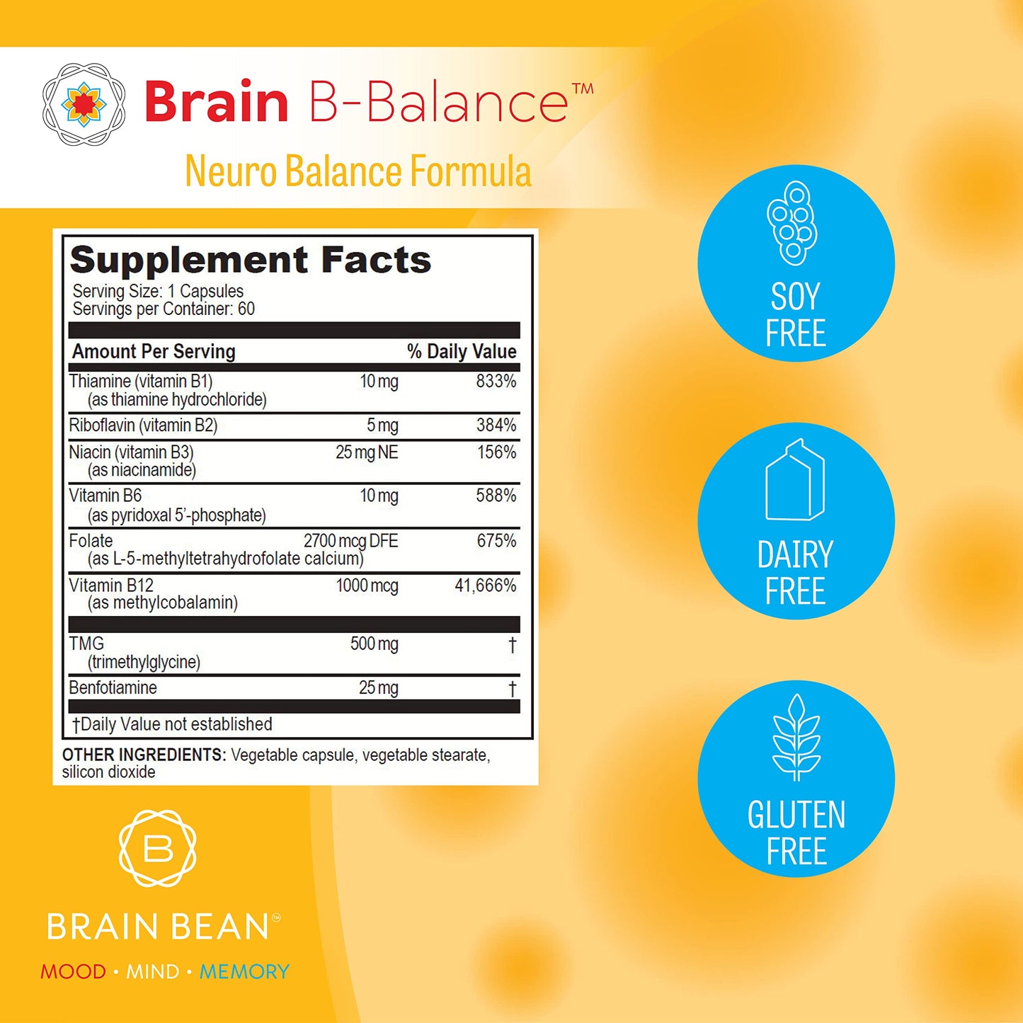Brain B Balance vitaminas metiladas para función cerebral óptima