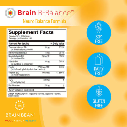 Brain B Balance vitaminas metiladas para función cerebral óptima