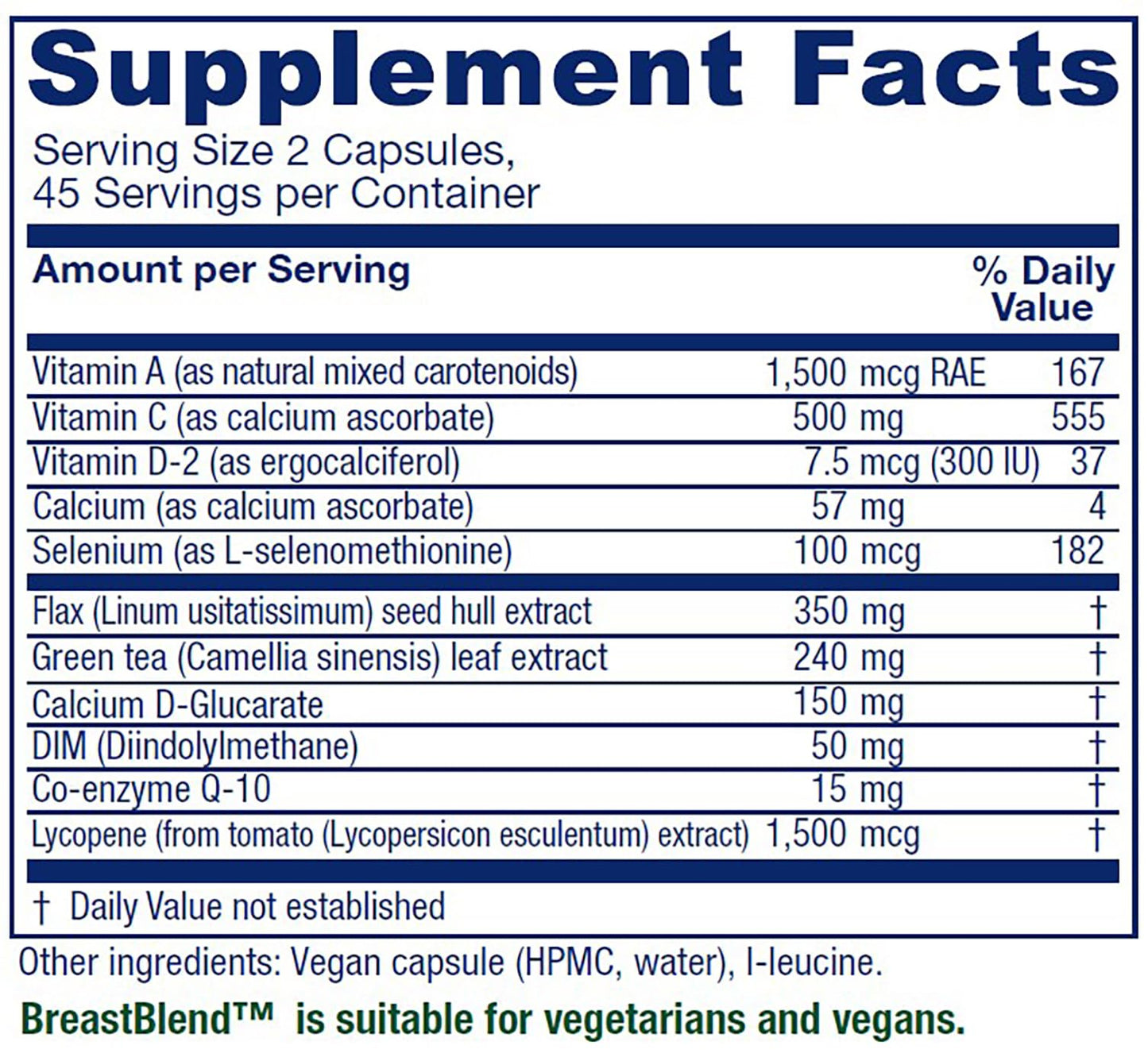 BreastBlend suplemento de Vitanica con ingredientes naturales para senos saludables.