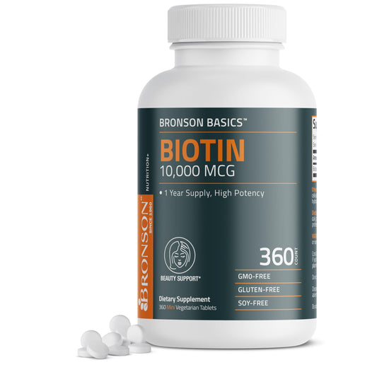 Suplemento Bronson Biotina 10,000mcg para cabello piel y uñas