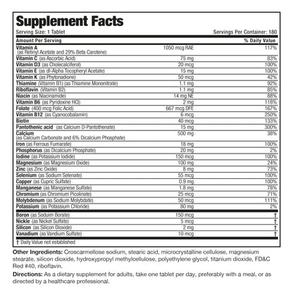 bronson multivitamínico etiqueta trasera