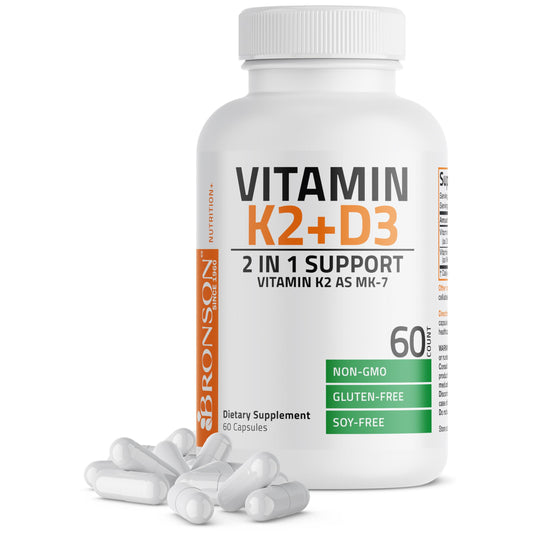 Bronson suplemento vitamina k2 d3 5000 iu 60 cápsulas