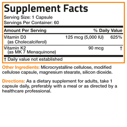 Bronson suplemento vitamina k2 d3 para salud ósea