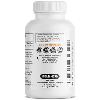 Botella Bronson Vitamina B12 180 tabletas masticables rápida acción