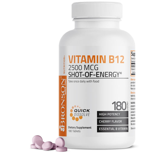 Bronson Vitamina B12 2500 mcg masticables sabor cereza 180 unidades