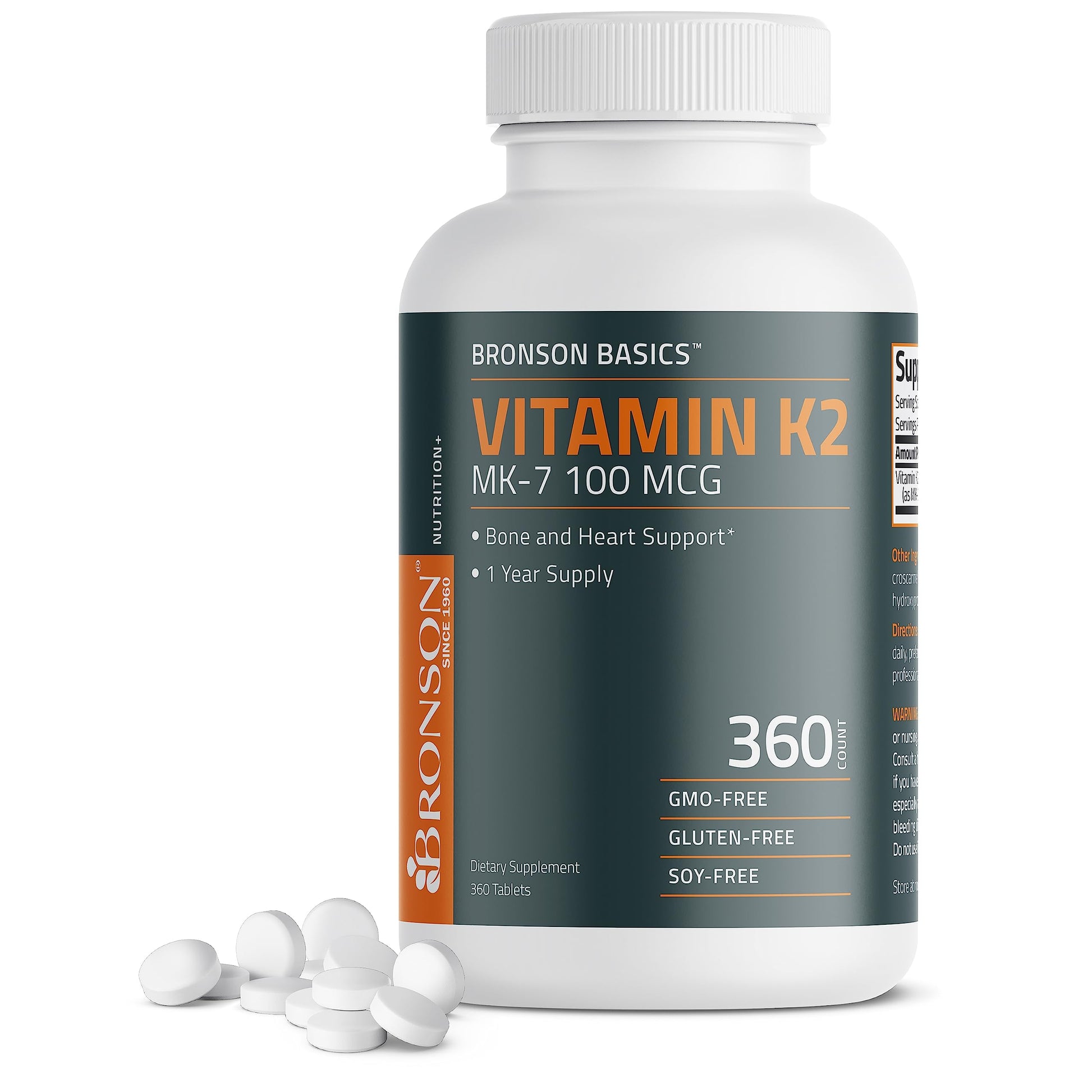 Bronson Vitamina K2 MK-7 100mcg suplemento huesos fuertes