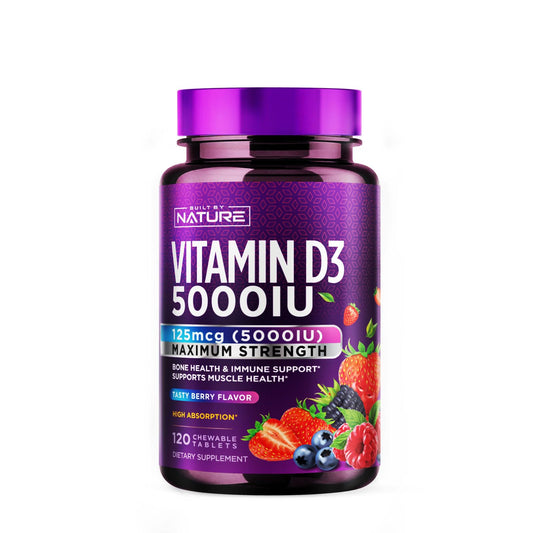 Built by Nature vitamina d3 masticable 5000 iu paquete