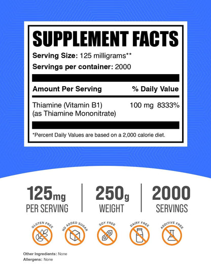 Detalle envase BulkSupplements mononitrato de tiamina vitamina b1