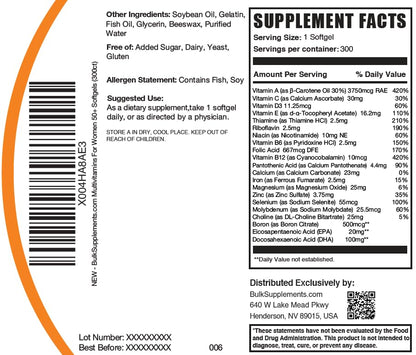 Información destacada de multivitaminas BulkSupplements para Mujeres 50+.