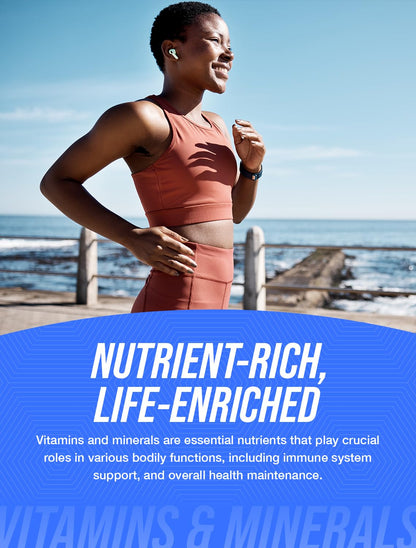 Vista frontal de BulkSupplements Multivitaminas Mujeres 50+, suplemento completo.