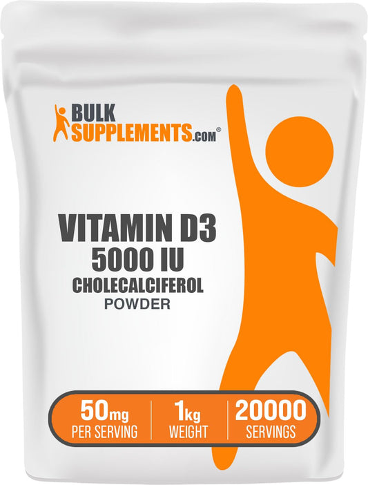 Polvo BulkSupplements vitamina D3 en envase de 1 kg