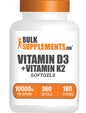 BulkSupplements vitamina D3 K2 10000 IU 360 cápsulas