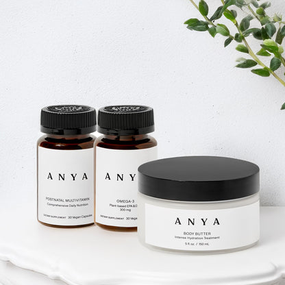 bundle anya multivitaminas y manteca corporal posparto mujer