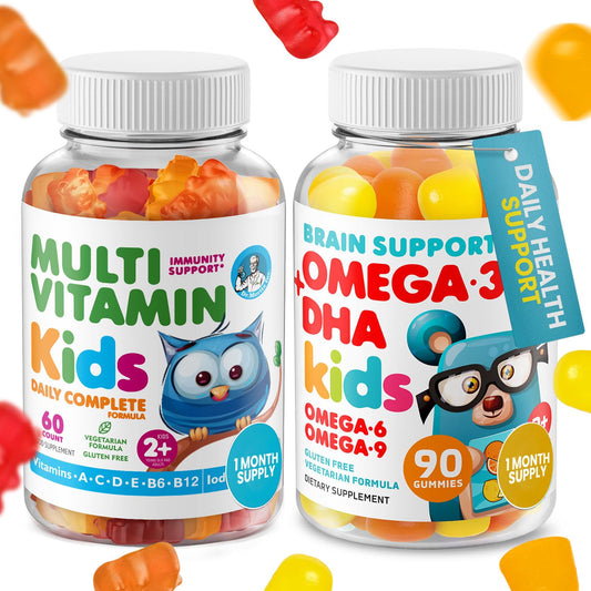 Paquete bundle gomitas Omega 3 y multivitamínicas para niños