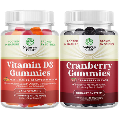 Paquete de gummies vitamina D3 y arándano para apoyo inmunológico