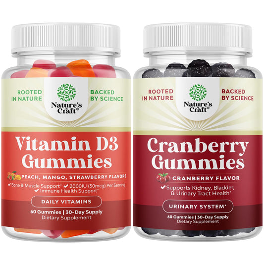 Paquete de gummies vitamina D3 y arándano para apoyo inmunológico