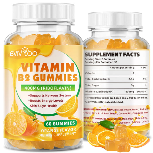 BVIVLOO Gomitas Vitamina B2 400mg 60 unidades frasco