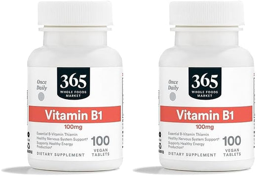 Caja 365 Whole Foods Market vitamina B1 100mg 100 tabletas pack 2