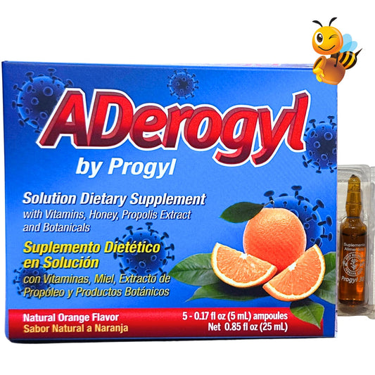 Caja de Aderogyl vitaminas con sabor a naranja