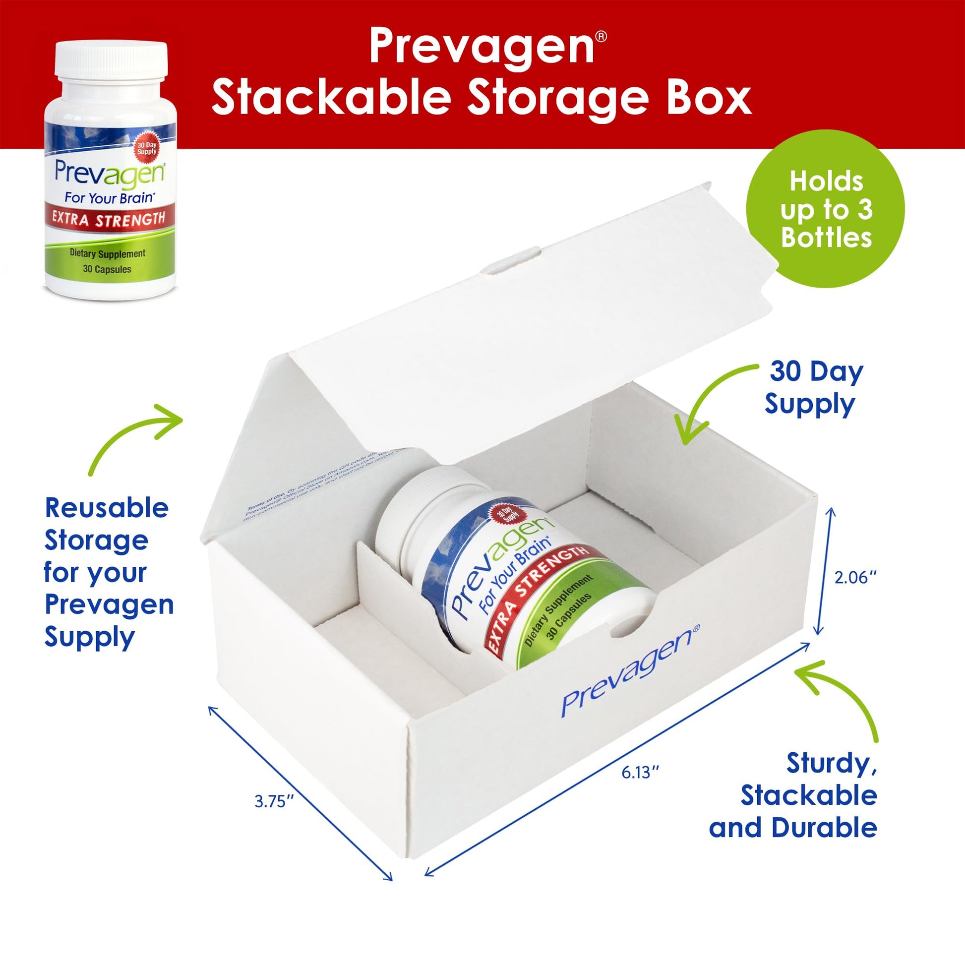 Caja apilable Prevagen fuerza extra 30 cápsulas