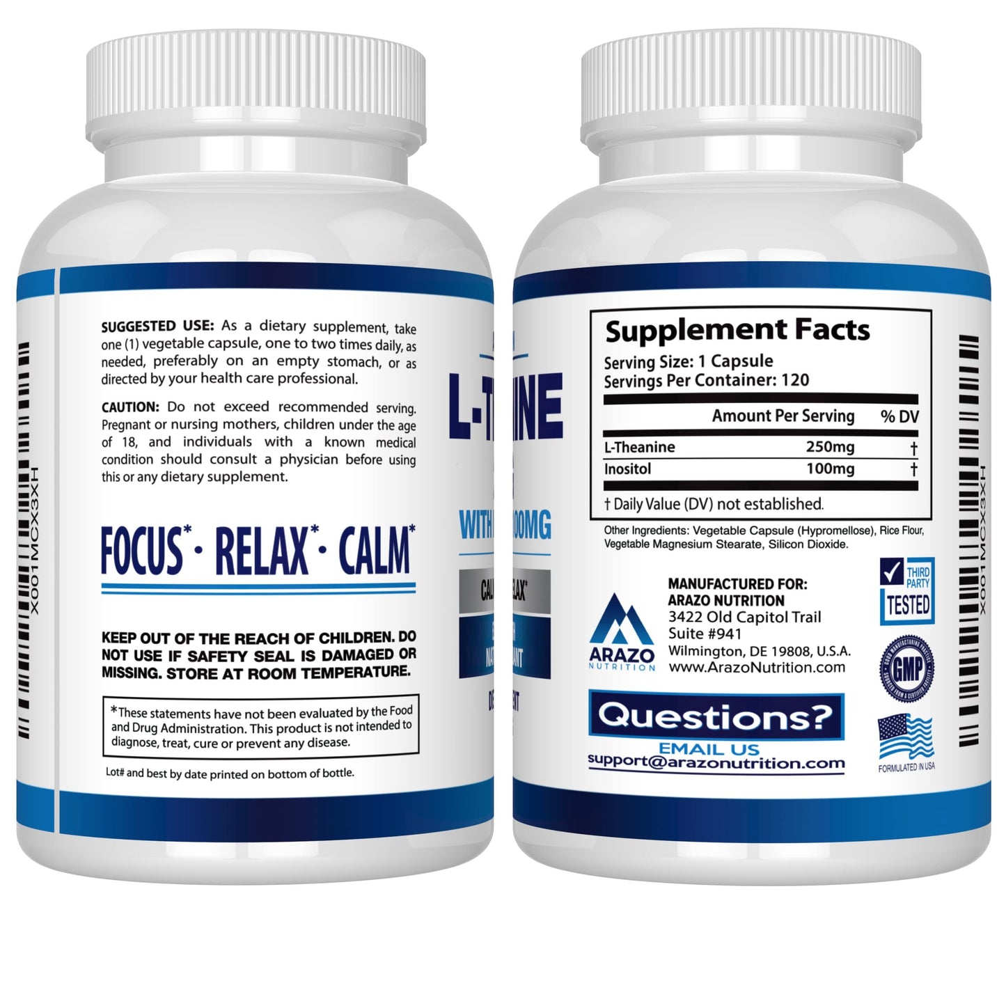 Caja Arazo Nutrition L-Teanina cápsulas extra fuerza con Inositol
