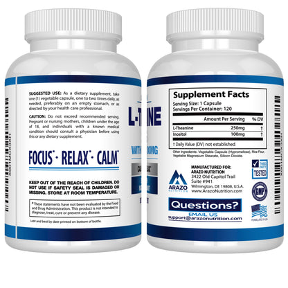 Caja Arazo Nutrition L-Teanina cápsulas extra fuerza con Inositol