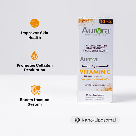 Caja Aurora Nutrascience vitamina C liposomal nano empaquetada
