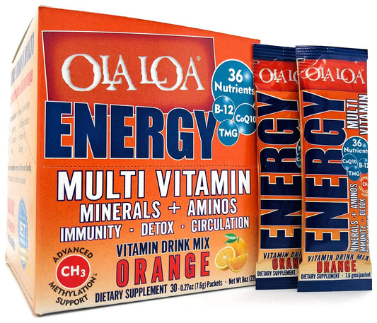 Caja de mezcla para bebida multivitamínica Ola Loa Naranja