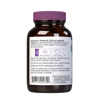 Caja Bluebonnet Vitamina B6 200 mg cápsulas vegetales