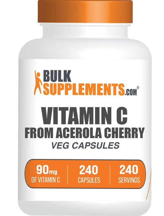 Caja BulkSupplements Vitamina C Cereza Acerola 240 cápsulas vegetales