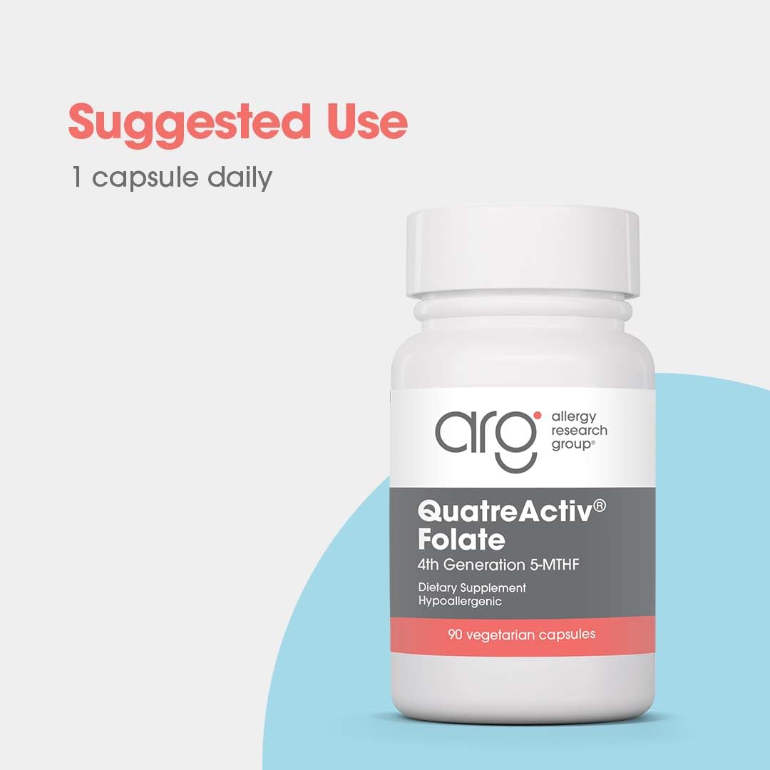 Caja y cápsulas QuatreActiv Folato para salud y bienestar