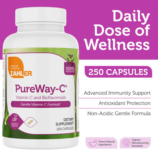 Caja cápsulas Zahler vitamina C 500mg para soporte inmune