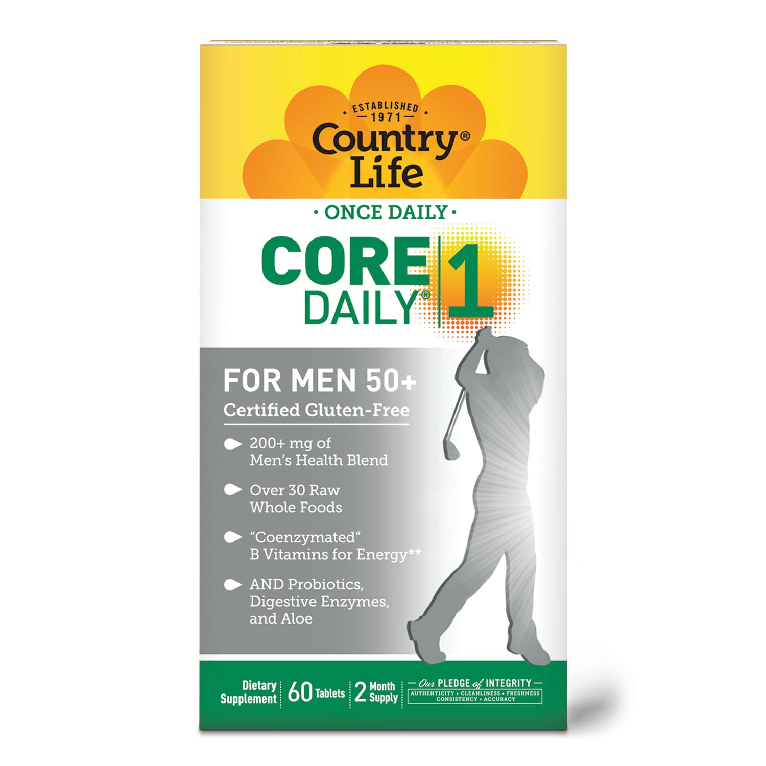 Caja de suplemento multivitamínico para hombres 50+