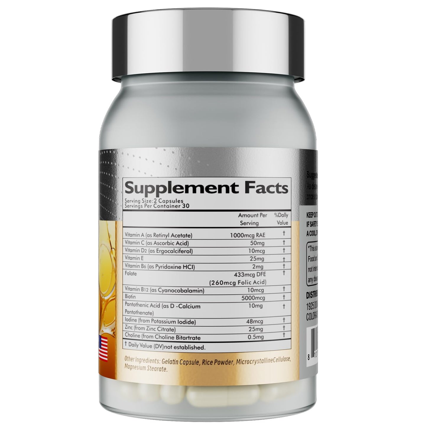 Caja y frascos suplemento ABUIU biotina y vitaminas