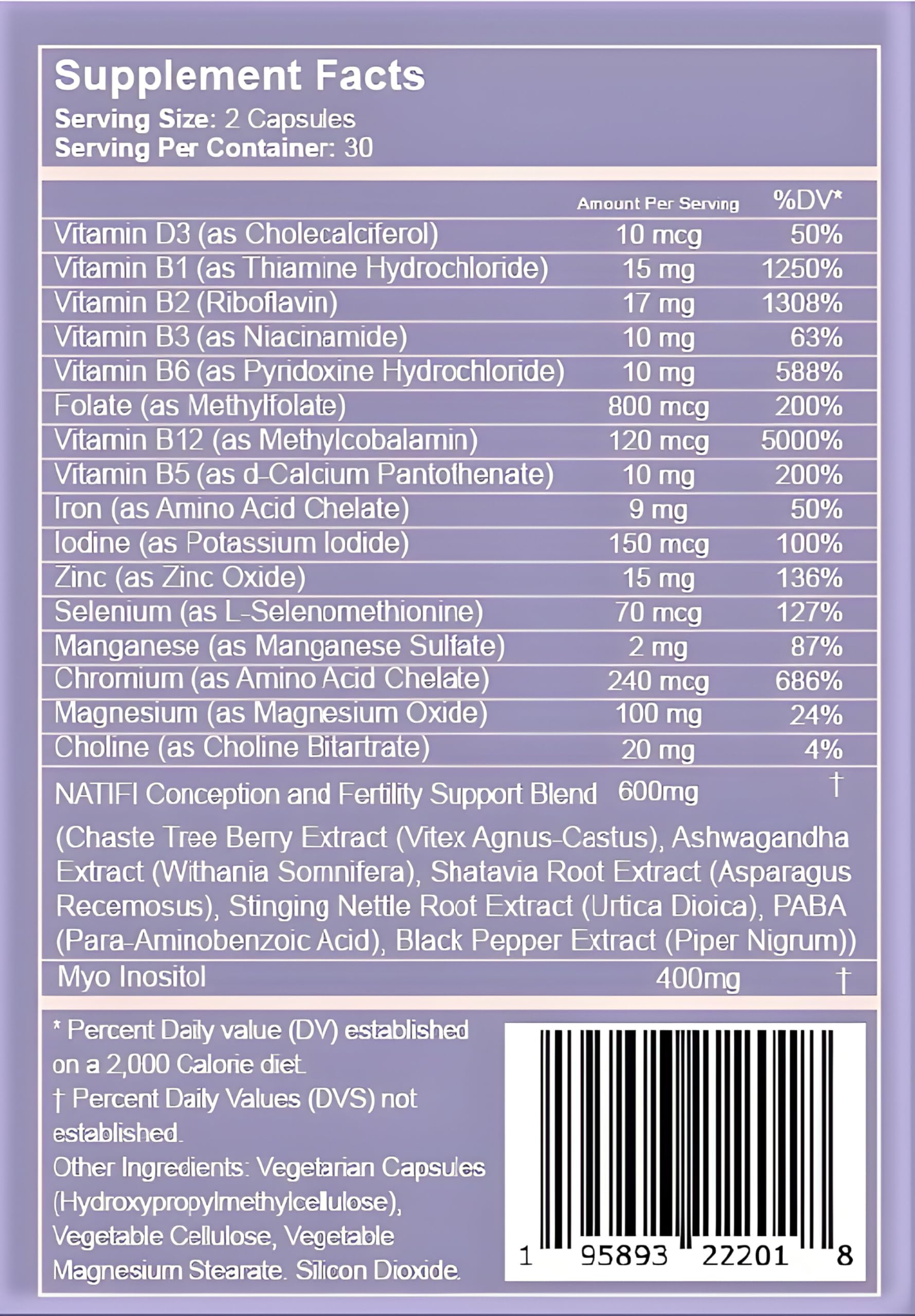 Caja frontal suplementos Natifi fertilidad