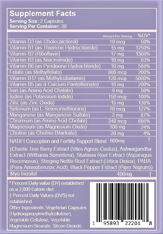 Caja frontal suplementos Natifi fertilidad