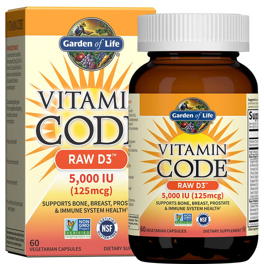 Caja Garden of Life Vitamin D B12 Zinc vitamina C suplementos alimentos integrales