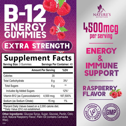 Caja de gomitas de vitamina B12 Nature's Nutrition 120 unidades