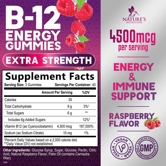 Caja de gomitas de vitamina B12 Nature's Nutrition 120 unidades
