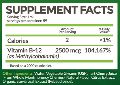 Caja de gotas vitamina B12 líquidas Bio Naturals con información