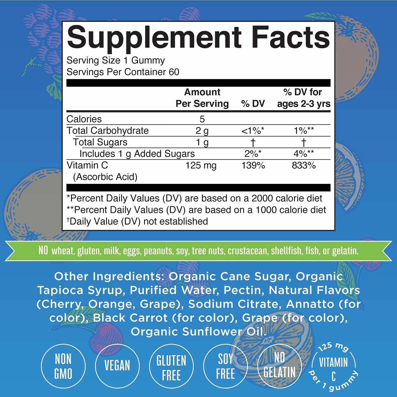 caja de gummies vitaminas D3 y C MaryRuth Organics