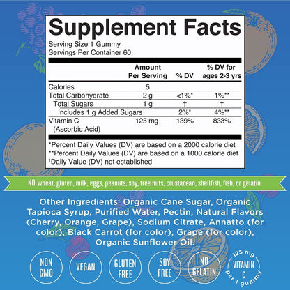 caja de gummies vitaminas D3 y C MaryRuth Organics